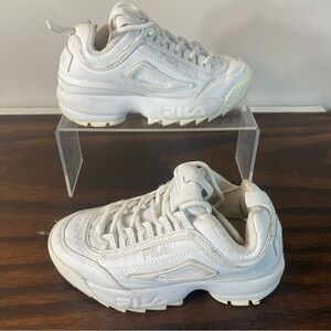Fila Disruptor  Premium Shoes Girls Sz 13.5 White Chunky Sneakers